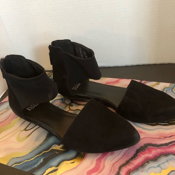 9 Eileen Fisher Hilly d'Orsay Flats in Black Suede - Picture 3 of 8